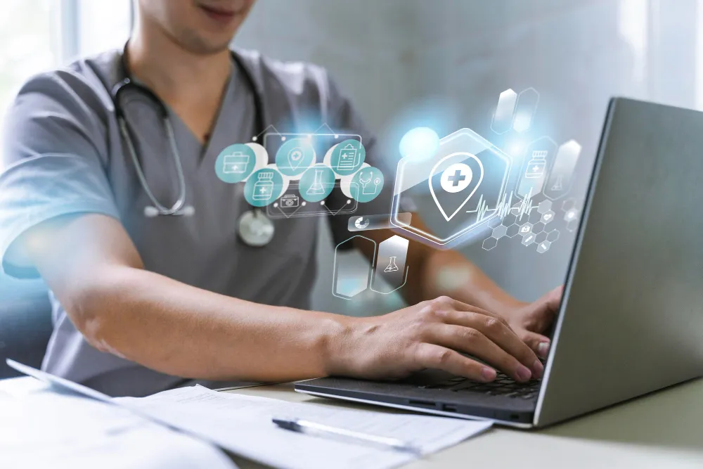 Medical professional using Healthcare Data Collection Software